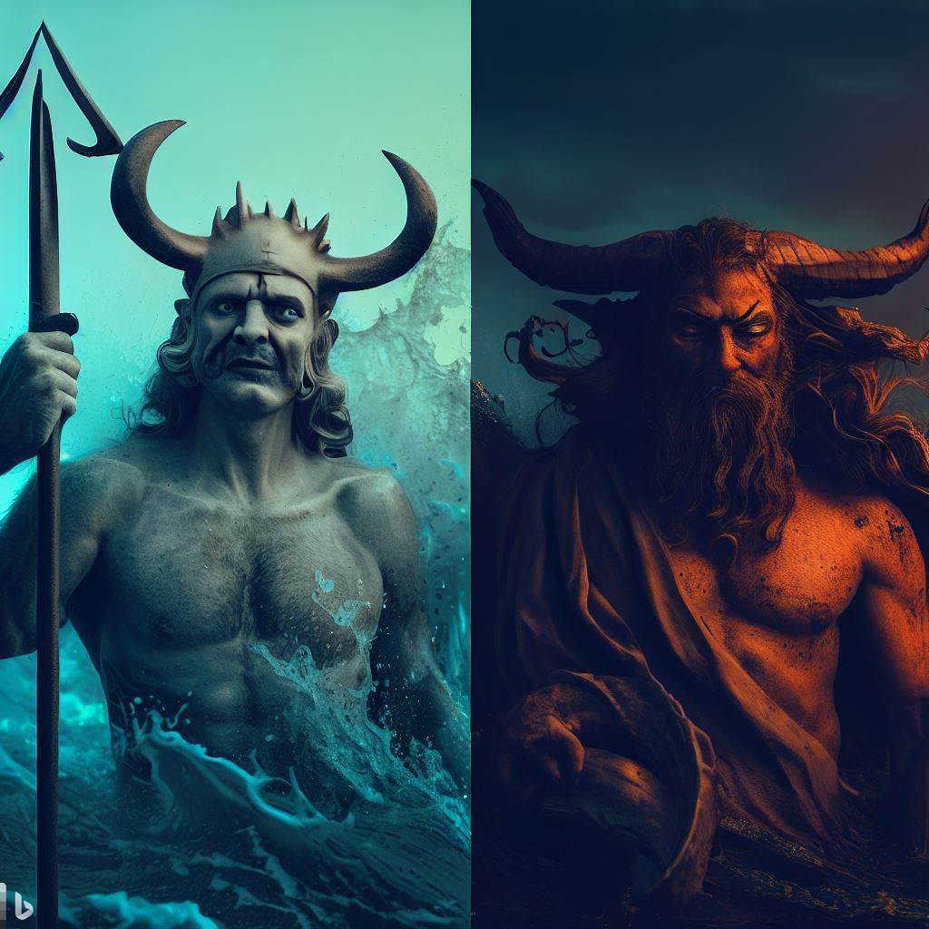 Christianization of the Sardinian symbolism of the Atlantean course: Poseidon, God of the Seas, becomes Satan, God of the Underworld